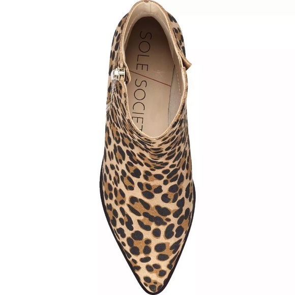 NIB [Sole Society] Cadyna Pointed Toe Leopard Suede Ankle Booties Women's Sz 5.5 - Picture 3 of 8